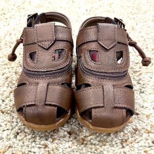 Brown Leather Kids Sandals